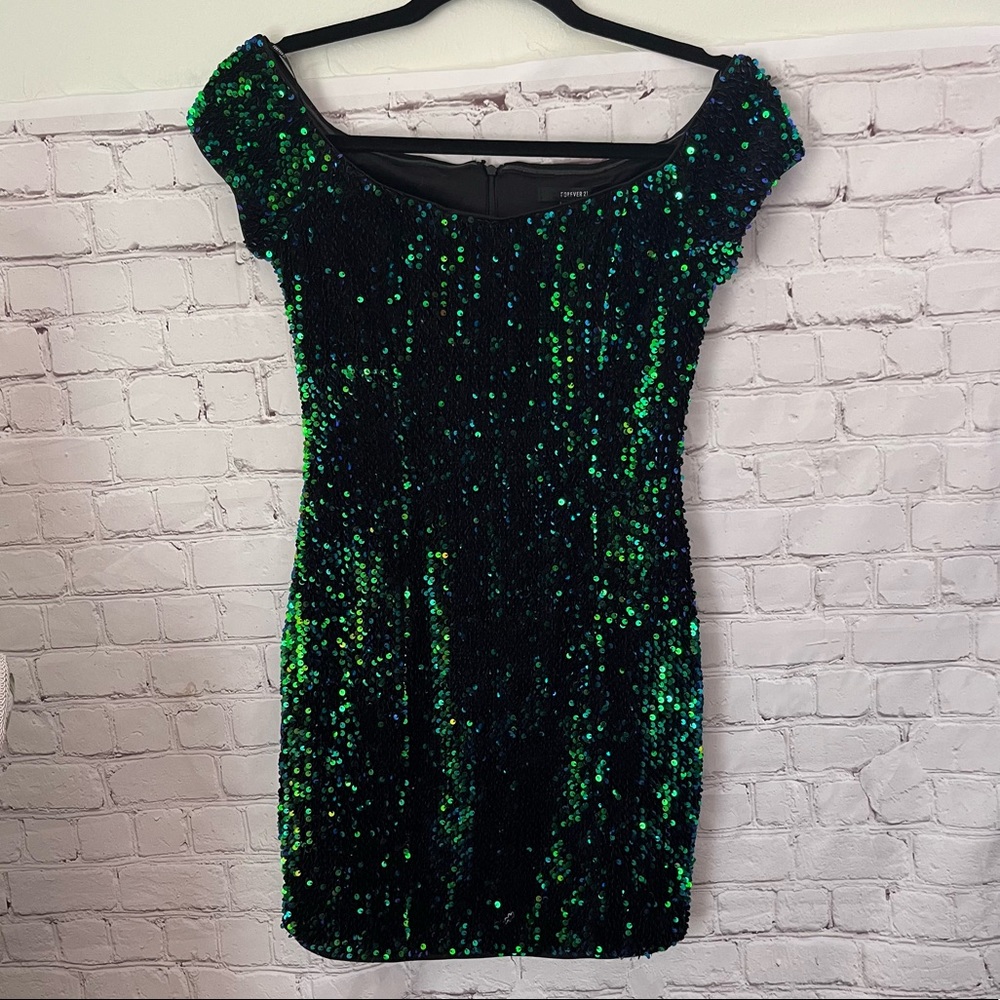 Forever 21 Green Sequin Mini Dress